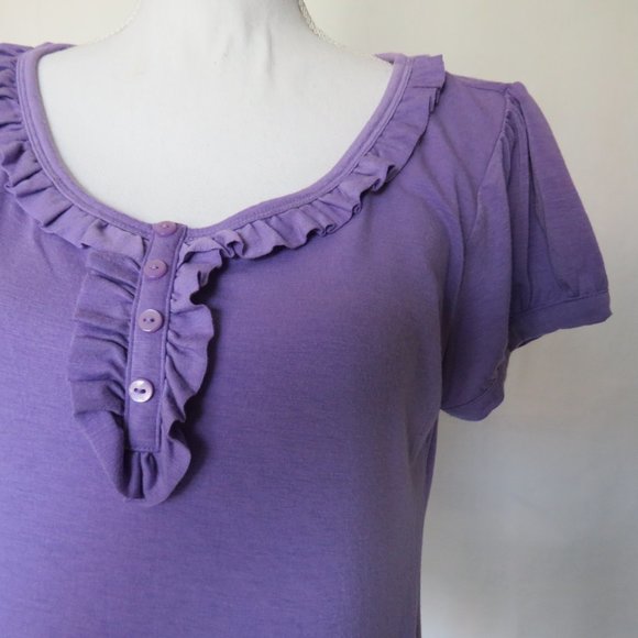 Candie’s Women’s Short Sleeves Blue Violet Summer Knit Top size XL - Picture 2 of 6